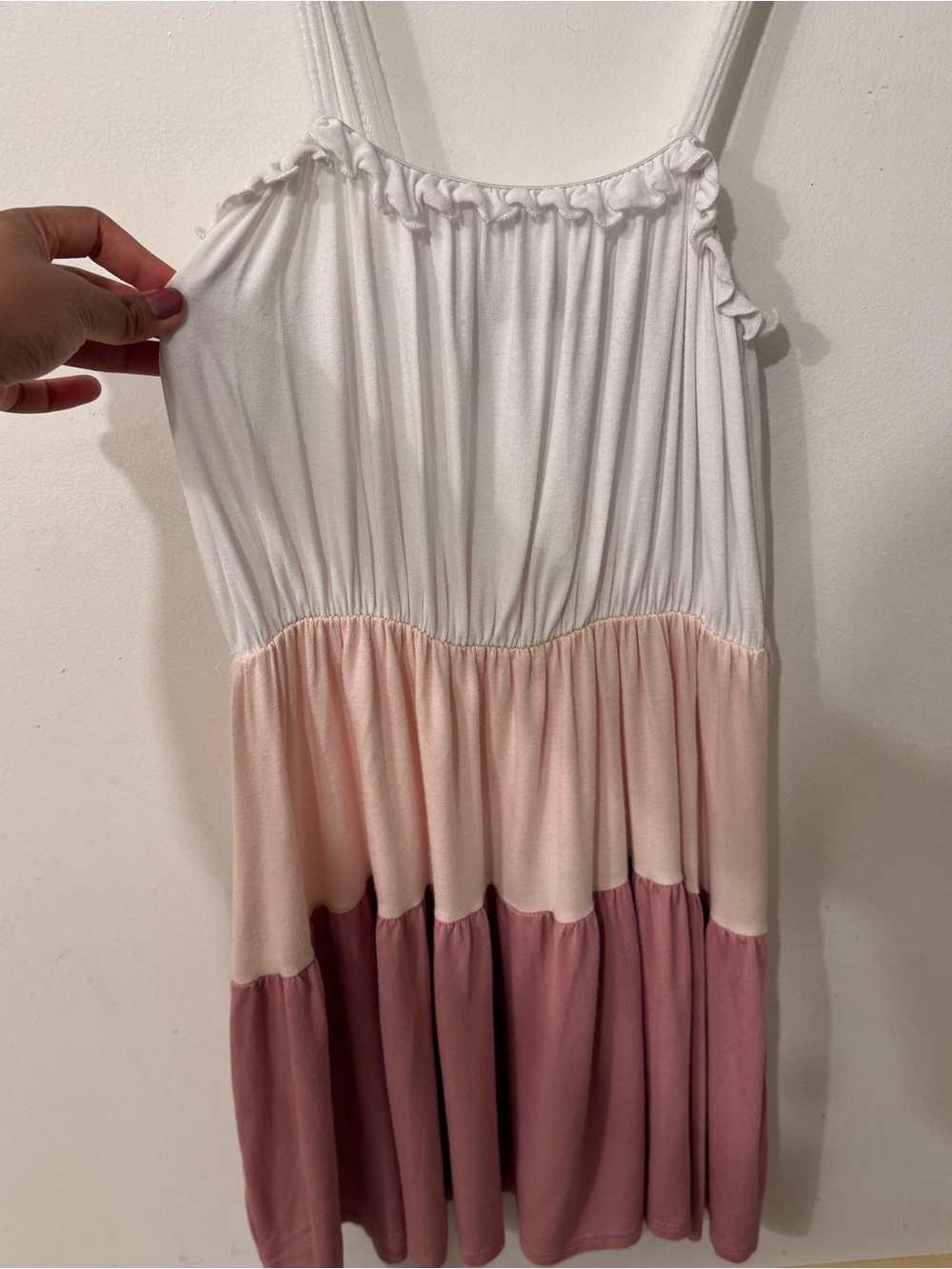 Olivia Rae Tiered White, Blush Pink & Dusty Rose Women’s Mini Dress S